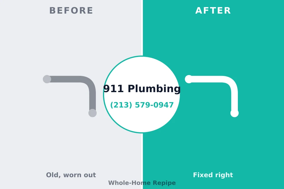 Before and after: plumbing repair Holly Hills, CO